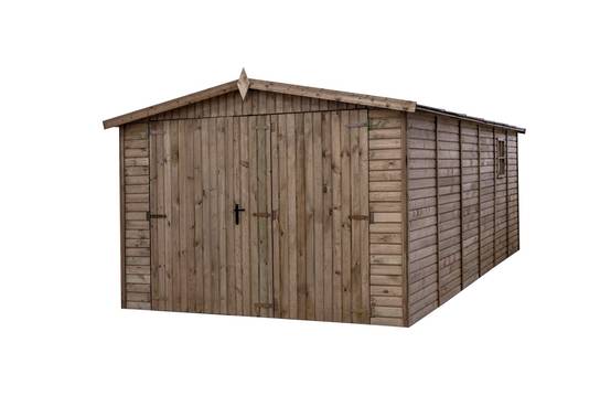 Gartflex - Garage en bois traité, surface utile 14.15 m², 490x303cm ep 19mm, INT031/GARTFLEX - Image 1