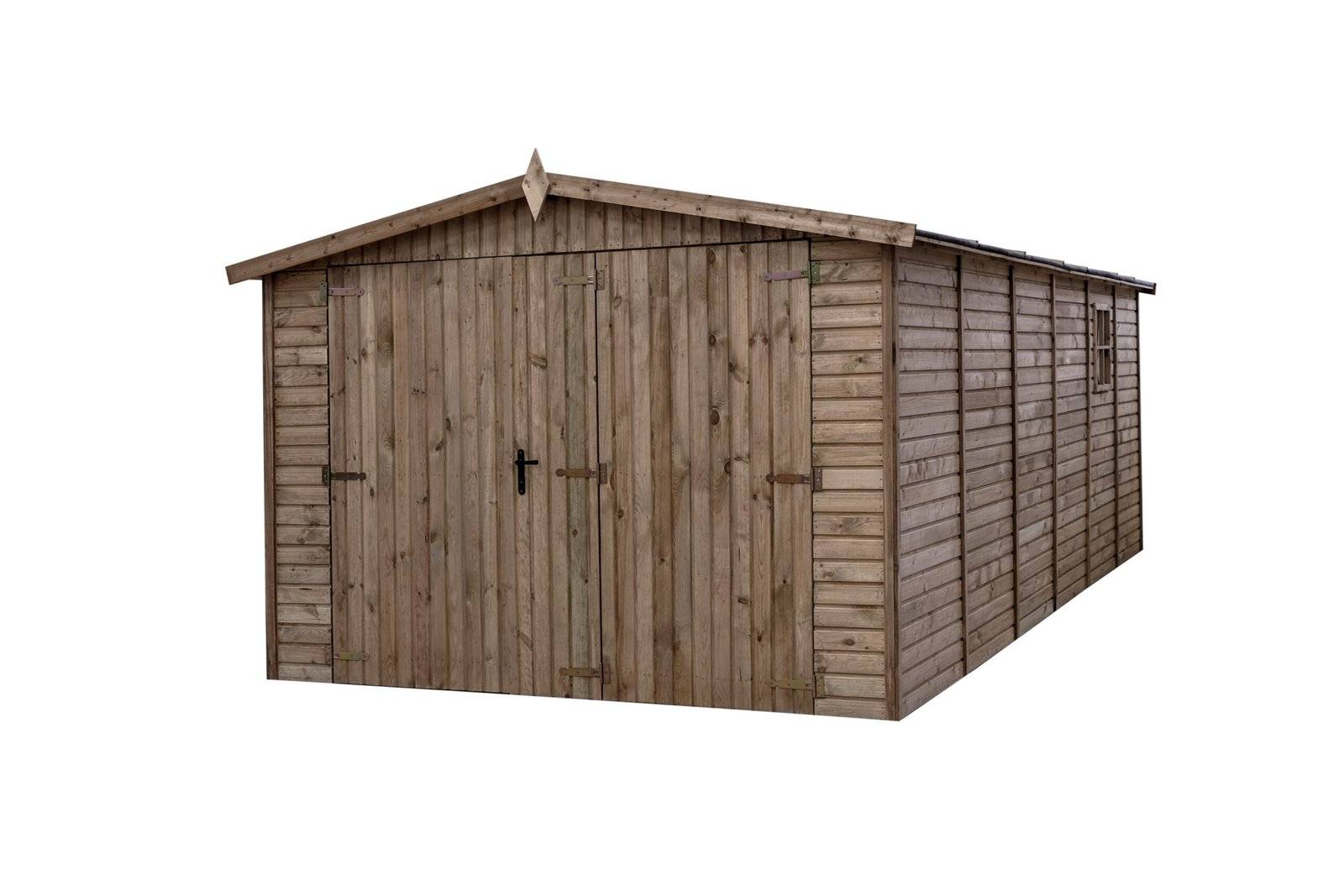 Gartflex - Garage en bois traité, surface utile 14.15 m², 490x303cm ep 19mm,  INT031/GARTFLEX