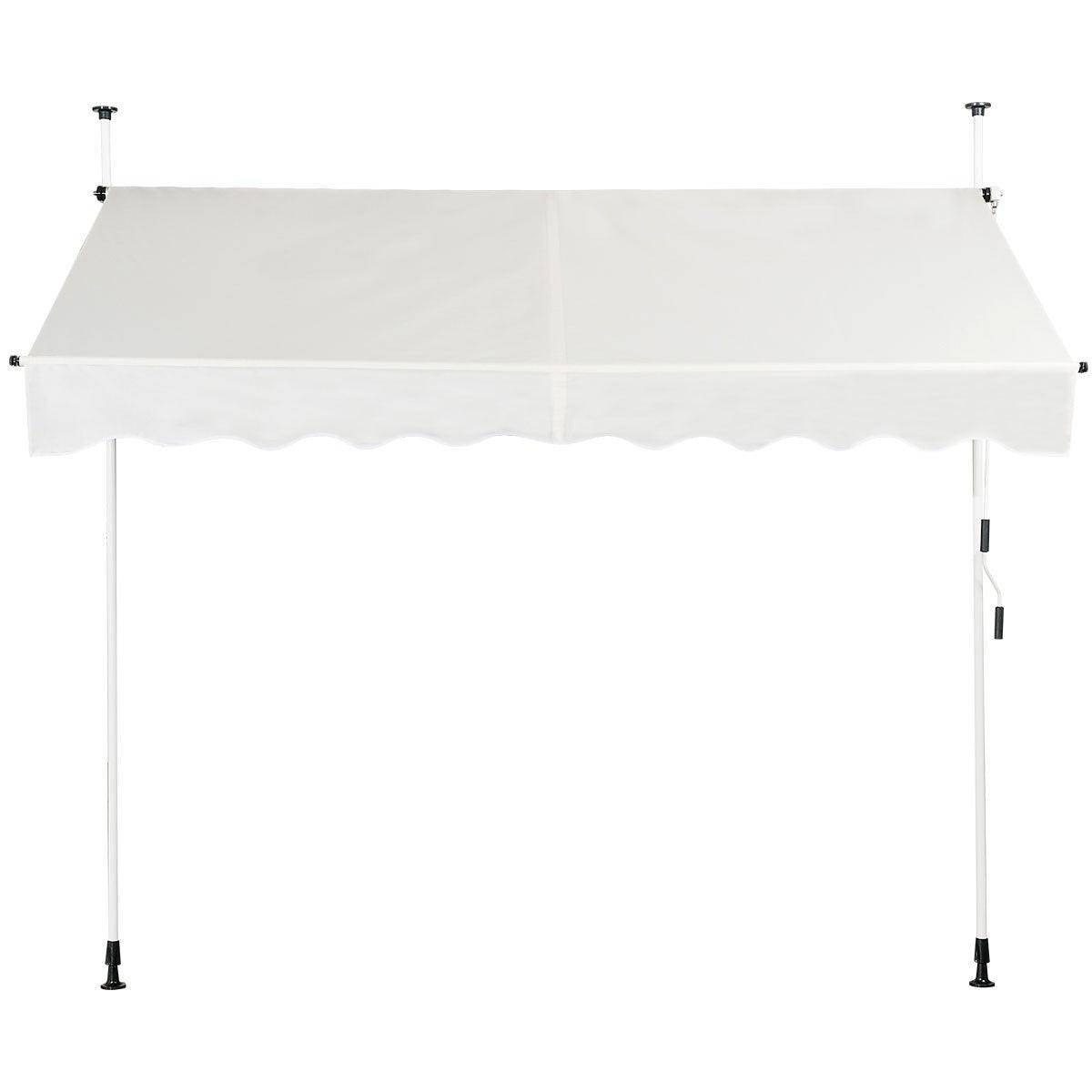 Helloshop26 - Auvent manuel rétractable 250 cm hauteur réglable de 200-300cm store banne en aluminium et tissu oxford anti uv beige - Image 3