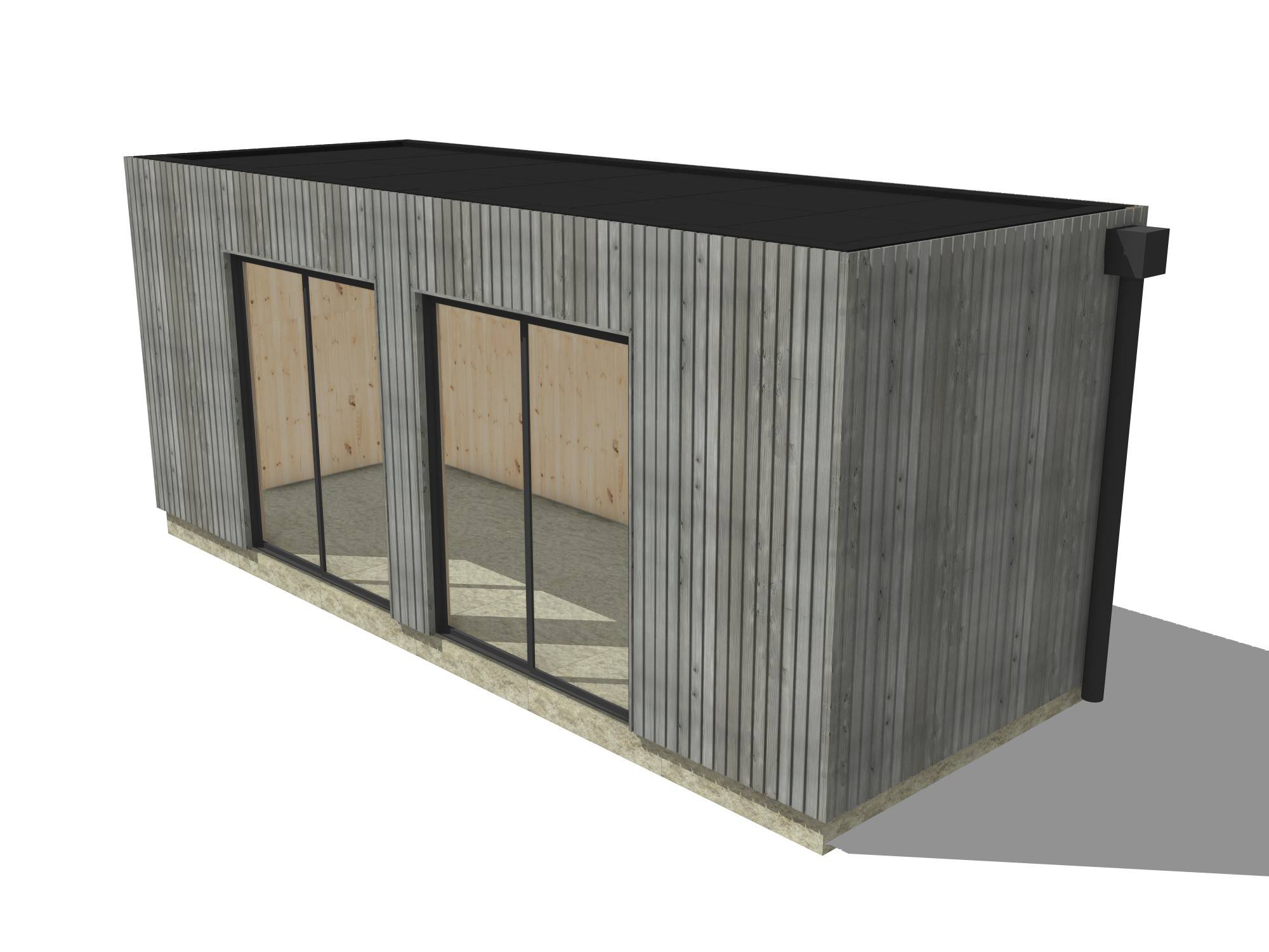Studio de jardin bien isolé en bois 6,6 x 2,4 x 2,7 m / isolation ...