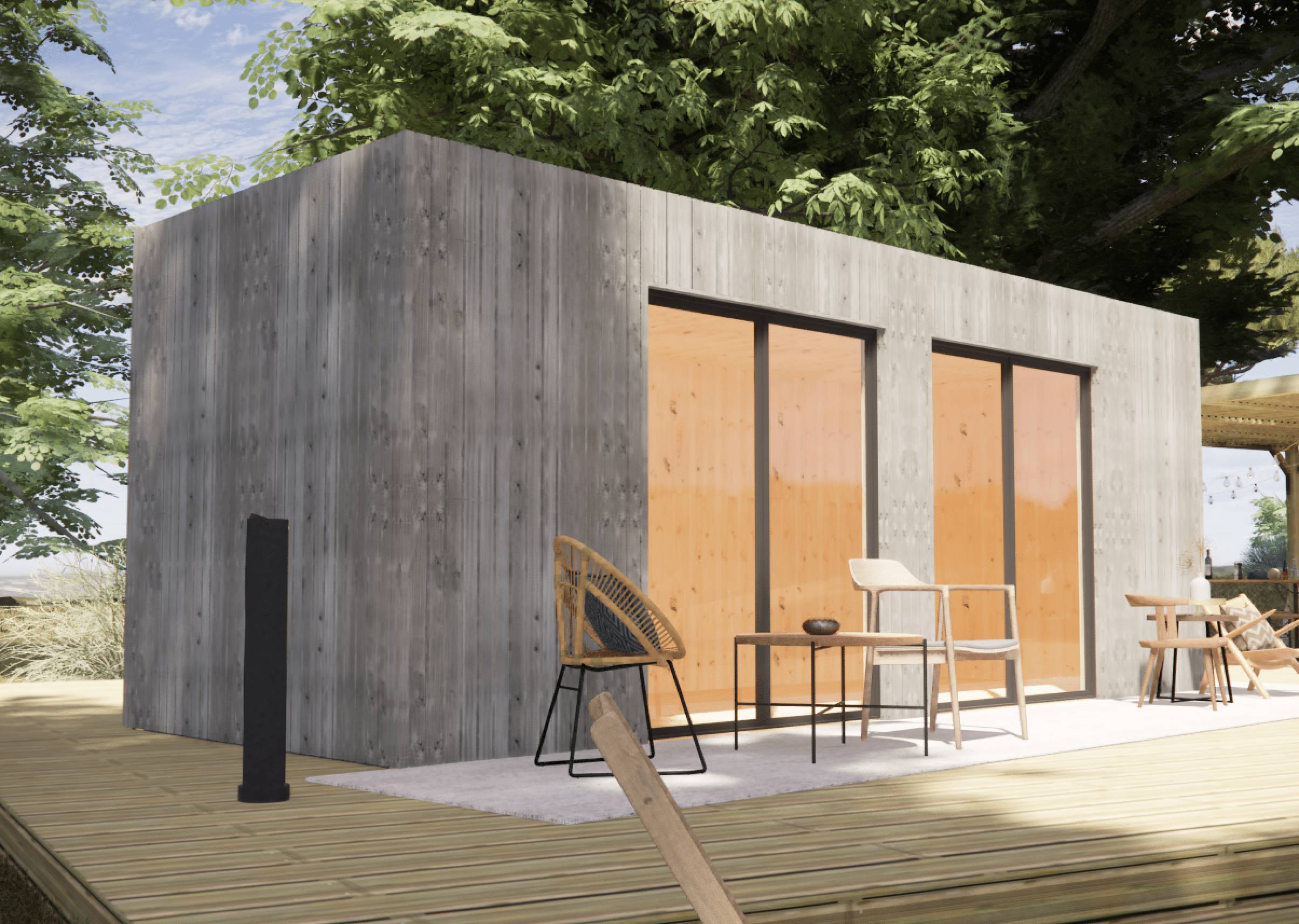 Studio de jardin bien isolé en bois 6,6 x 2,4 x 2,7 m / isolation ...