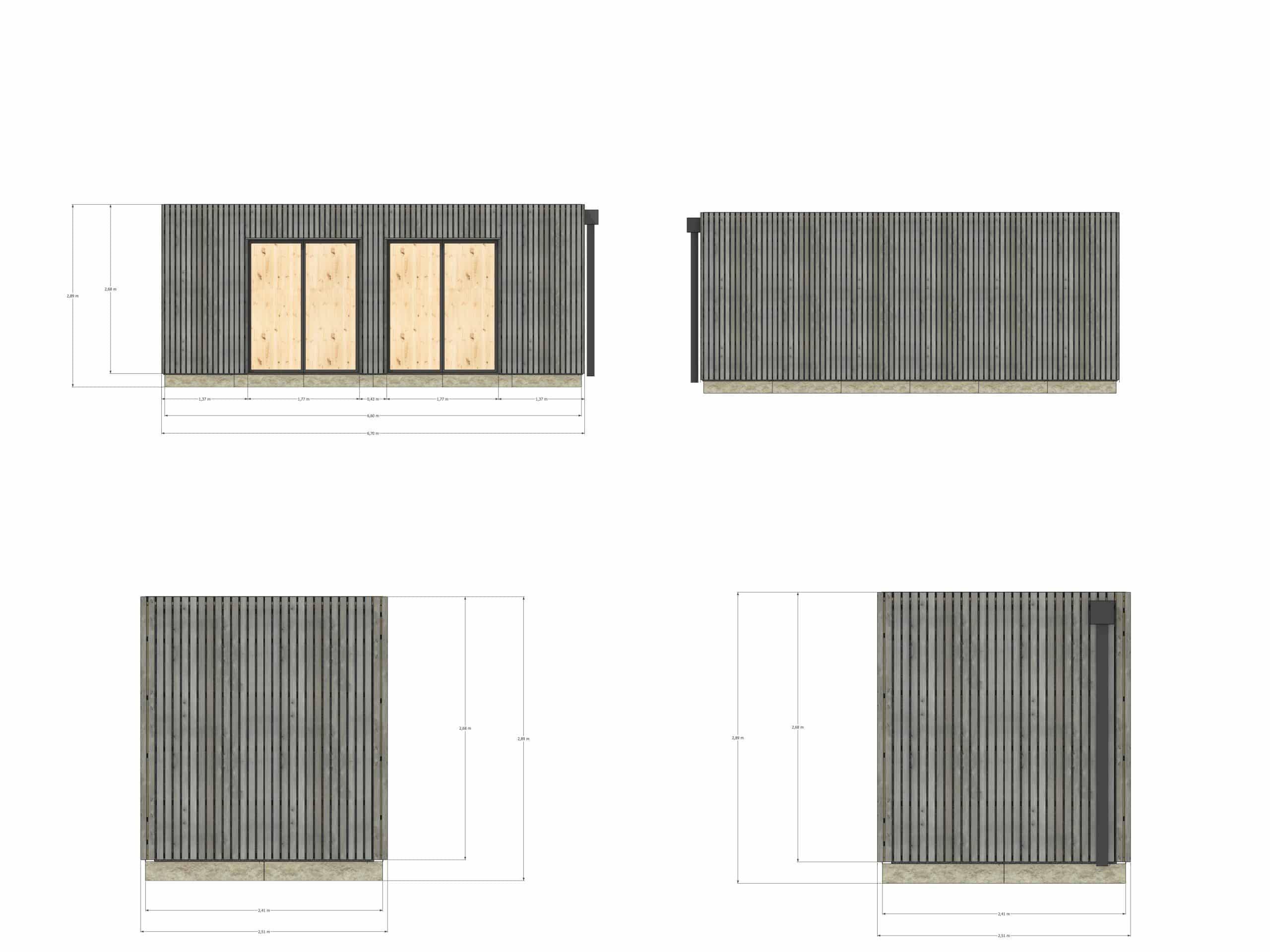 Studio de jardin bien isolé en bois 6,6 x 2,4 x 2,7 m / isolation ...