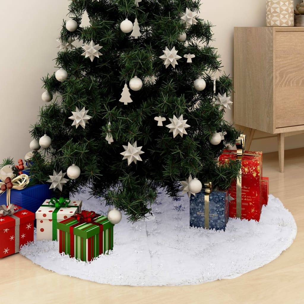 Jupe de sapin de Noël - Robe de sapin - Tapis de sapin de luxe Blanc 90 cm Fausse fourrure - Image 2