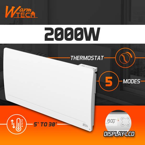 Radiateur inertie fonte 2000 W - IP24 - NF - Fil pilote 6 ordres. - Image 2