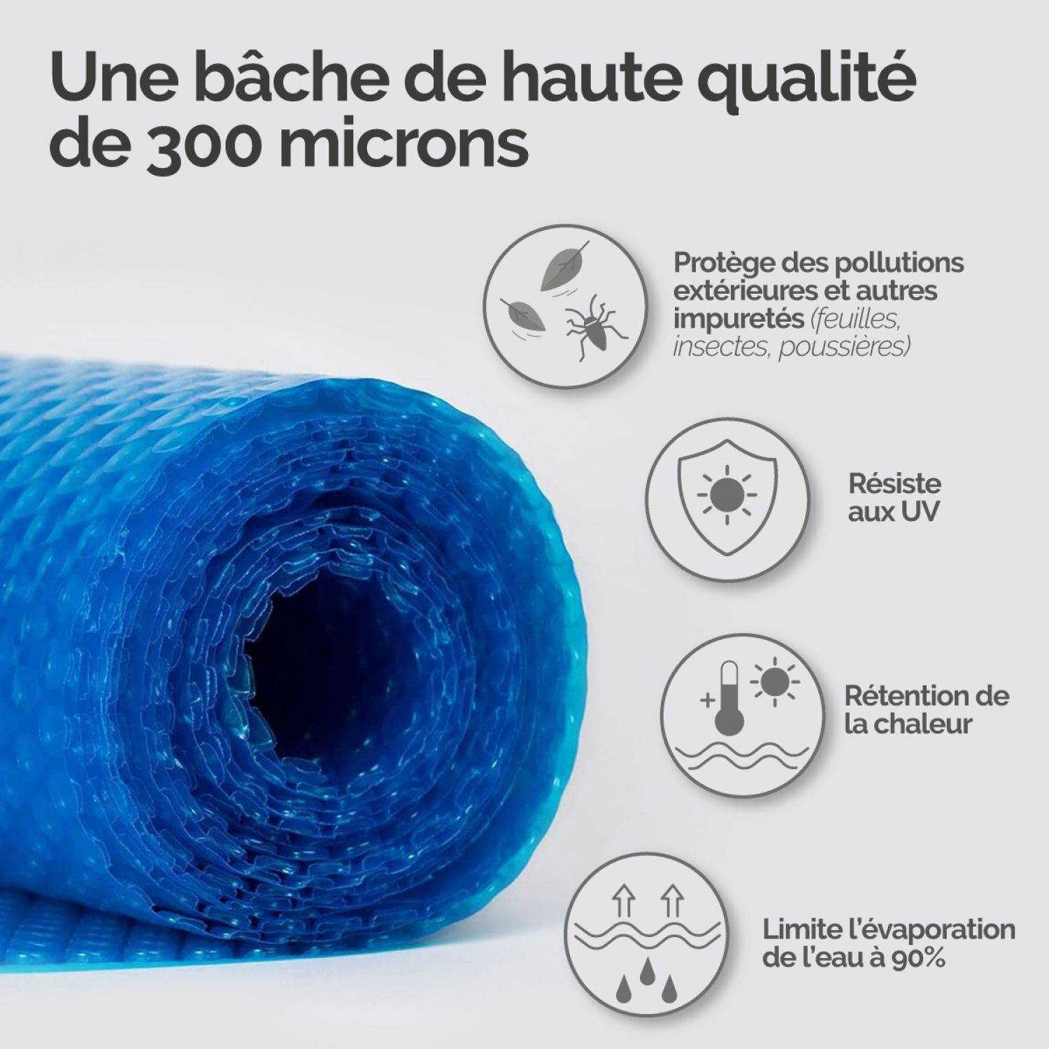 Linxor - Bâche à bulles 2 m x 8 m pour piscine - 300 microns - Bleu - Linxor - Image 3