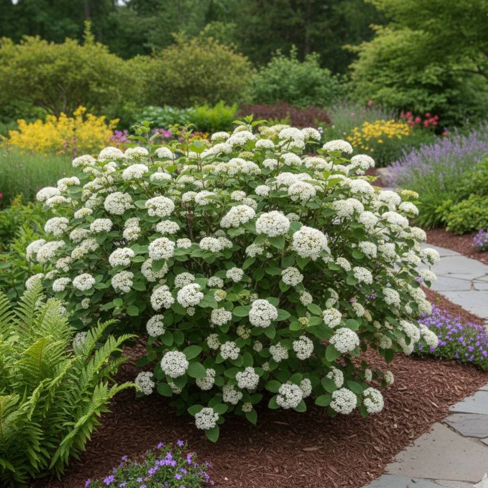 Viorne lantane, Viburnum à fleurs Blanche/ - feuillage Caduc - Pot de 4L - 40/60 cm