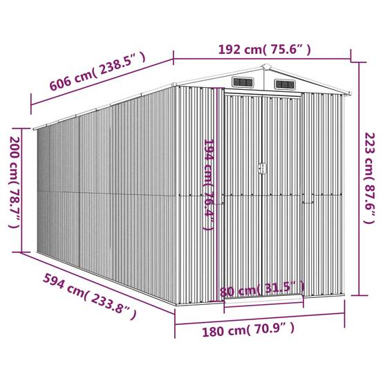 Abri de jardin acier galvanisé vert 192 x 606 x 223 cm - PANGIVO - Image 8