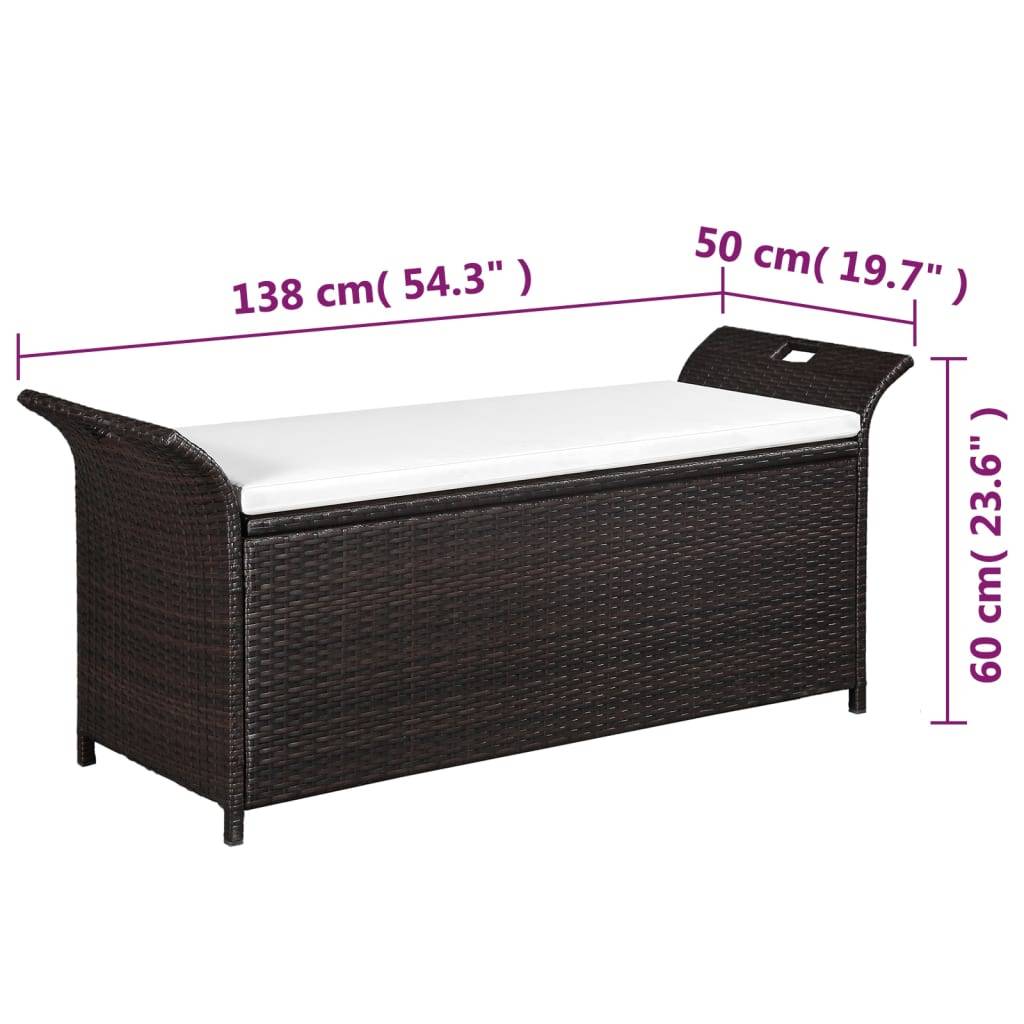 Helloshop26 - Banc de jardin meuble de patio d'extérieur terrasse avec coussin 138 cm résine tressée marron - Image 5