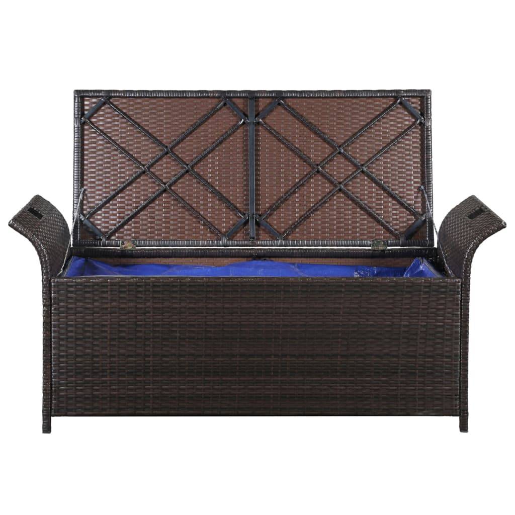 Helloshop26 - Banc de jardin meuble de patio d'extérieur terrasse avec coussin 138 cm résine tressée marron - Image 4