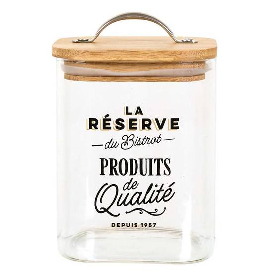 Bocal de 70cl en verre avec couvercle en bambou style bistrot - - Image 1