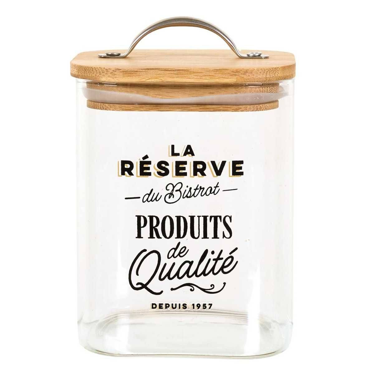 Bocal de 70cl en verre avec couvercle en bambou style bistrot - - Image 1