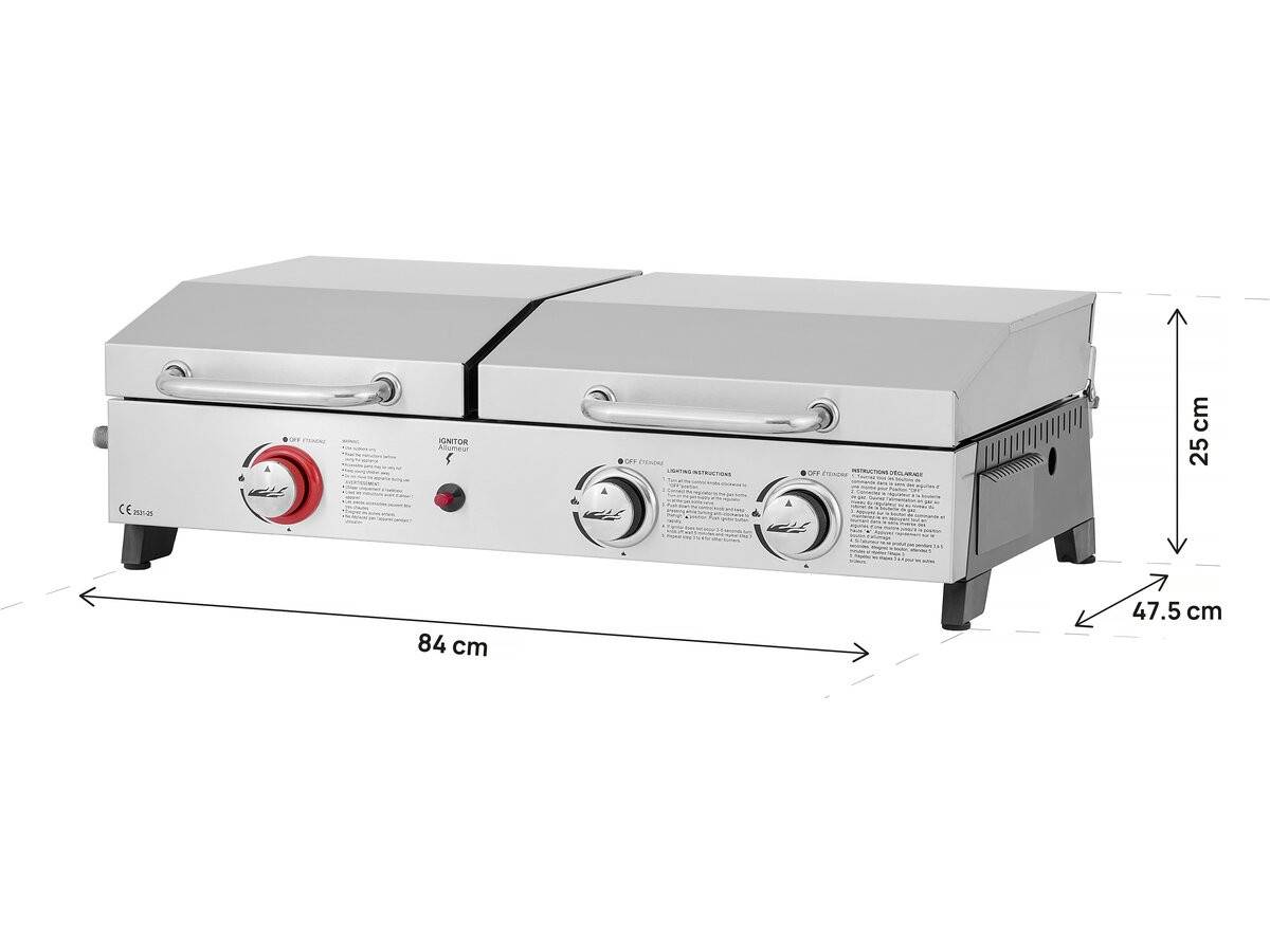 Plancha Barbecue à Gaz Avec Grille Et Plancha "flamo" - 3 Bruleurs - Gris -habitat Et Jardin - Image 4