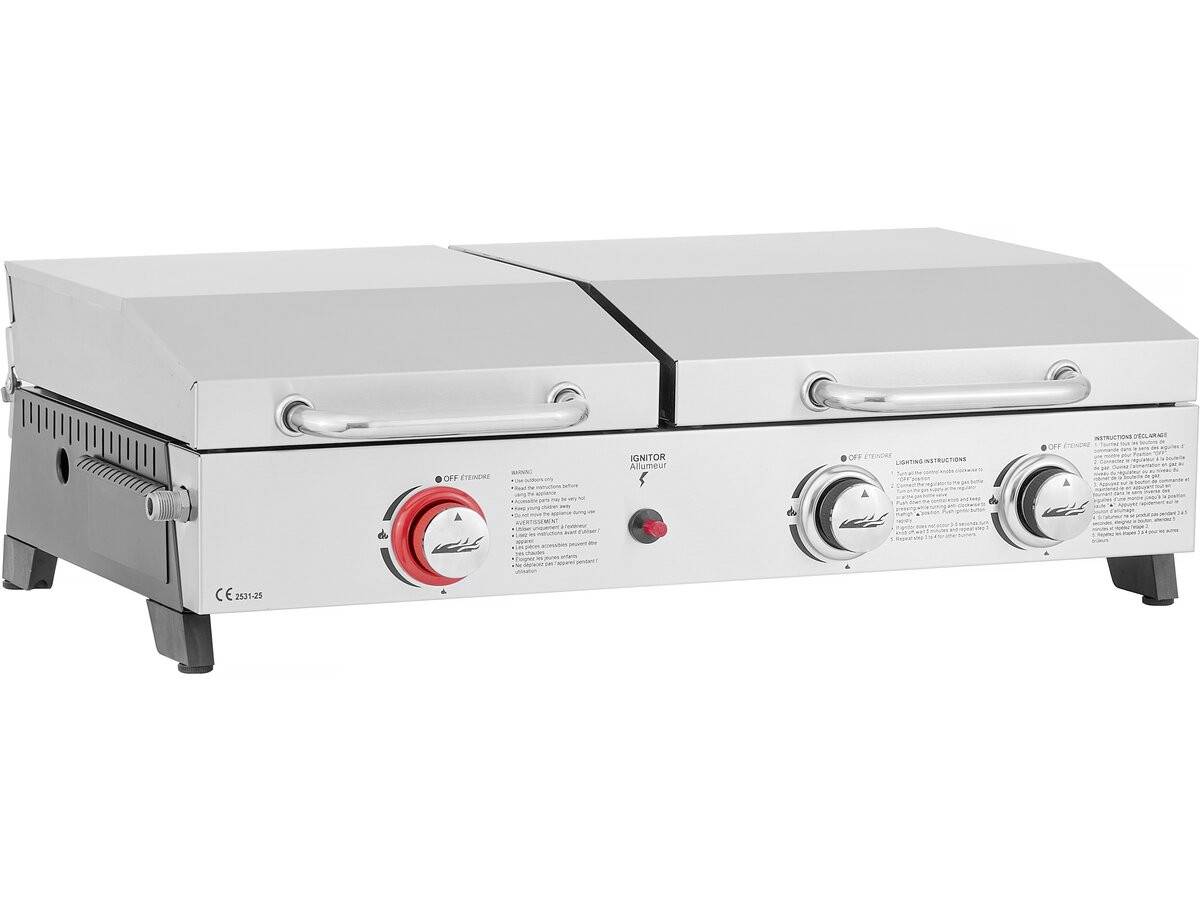 Habitat Et Jardin - Plancha Barbecue à Gaz Avec Grille Et Plancha "flamo" - 3 Bruleurs - Gris -habitat Et Jardin - Image 1