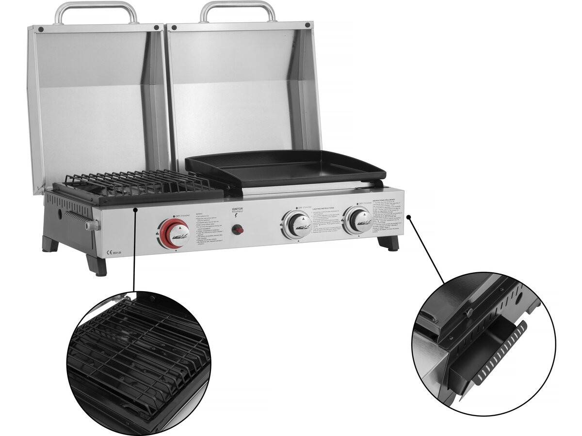 Habitat Et Jardin - Plancha Barbecue à Gaz Avec Grille Et Plancha "flamo" - 3 Bruleurs - Gris -habitat Et Jardin - Image 3