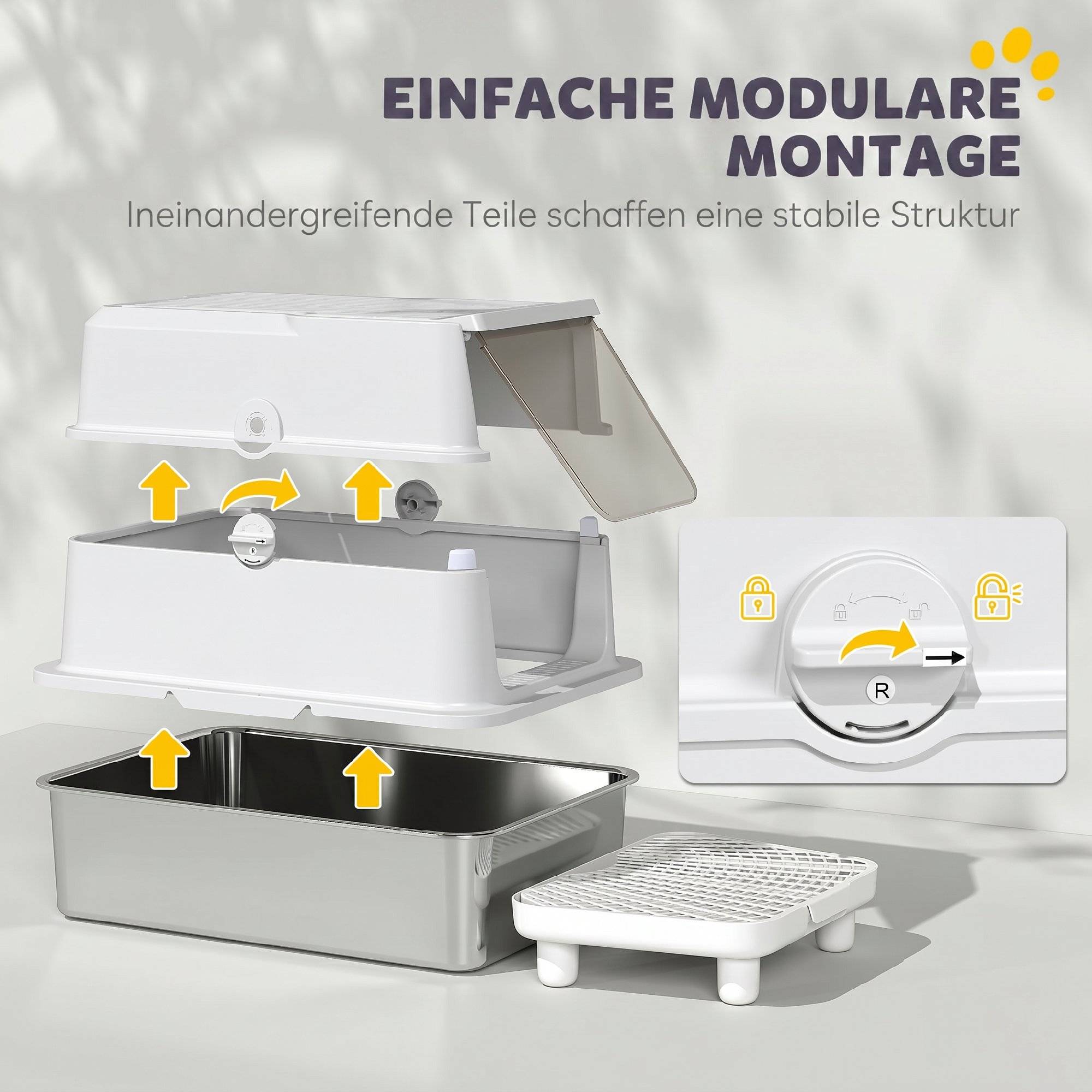 Sans Marque - Litière inox, grand intérieur, avec pelle, Gris clair - Image 9