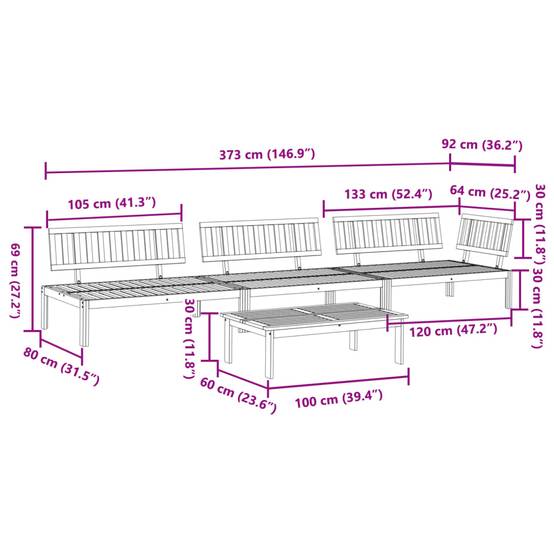ComfortXL - Salon de Jardin Palette 4pcs Bois d'Acacia à Lattes Modulable avec Table pour Terrasse Brun Huilé – ComfortXL Outdoor Living - Image 8