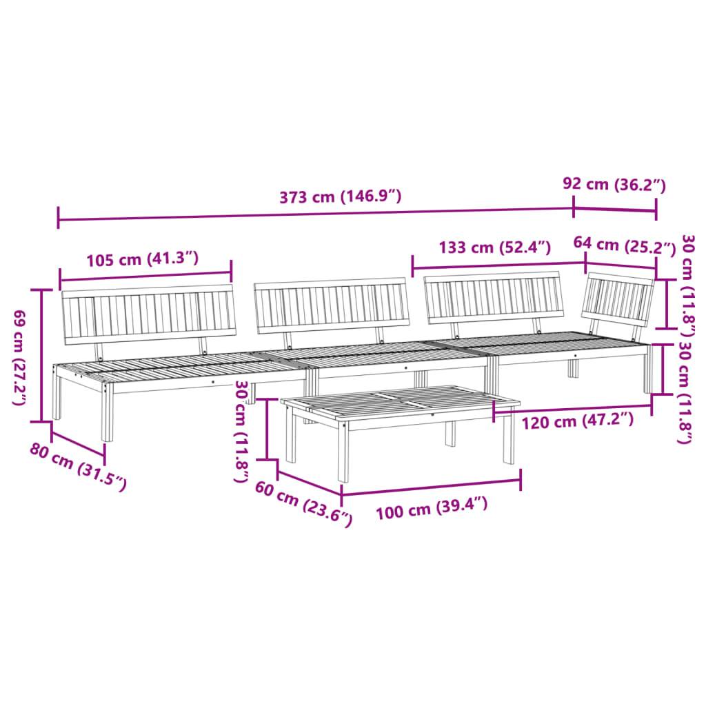 ComfortXL - Salon de Jardin Palette 4pcs Bois d'Acacia à Lattes Modulable avec Table pour Terrasse Brun Huilé – ComfortXL Outdoor Living - Image 8
