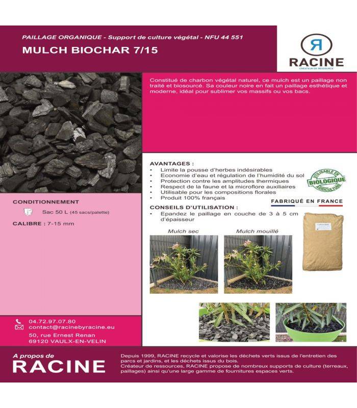 Paillage charbon végétal bio activateur du sol 50L RACINE F-PAI110 - Image 2