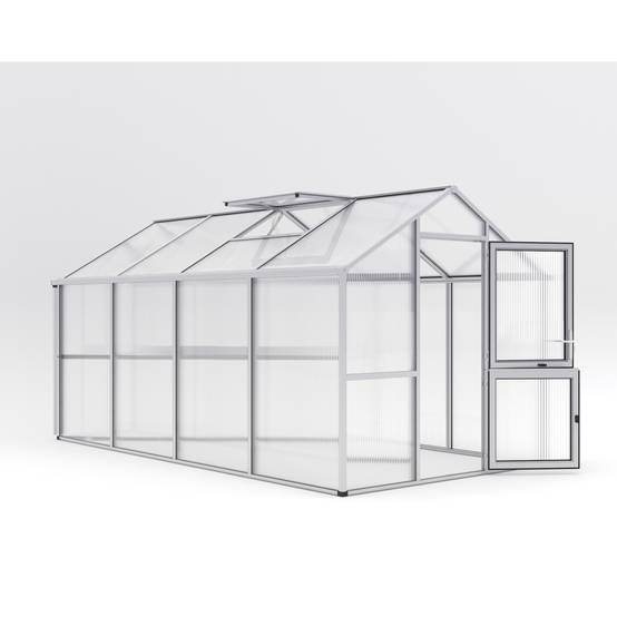 Serre de jardin 10m² KGT aluminium et polycarbonate Iris IV, brut - Image 1