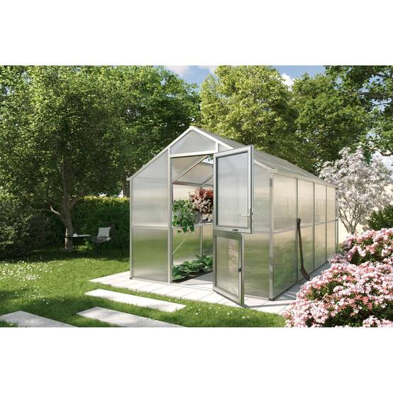Serre de jardin 10m² KGT aluminium et polycarbonate Iris IV, brut - Image 2
