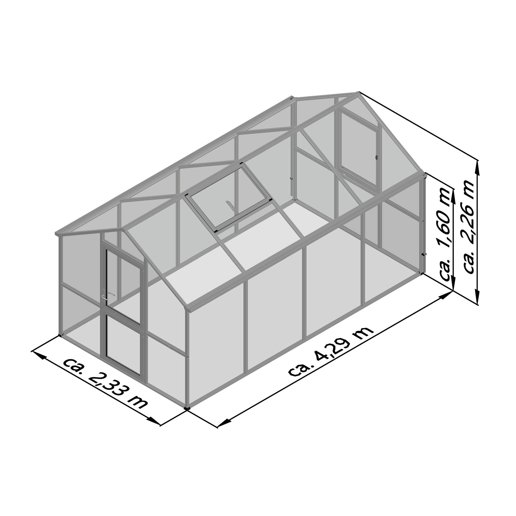 Serre de jardin 10m² KGT aluminium et polycarbonate Iris IV, brut - Image 9