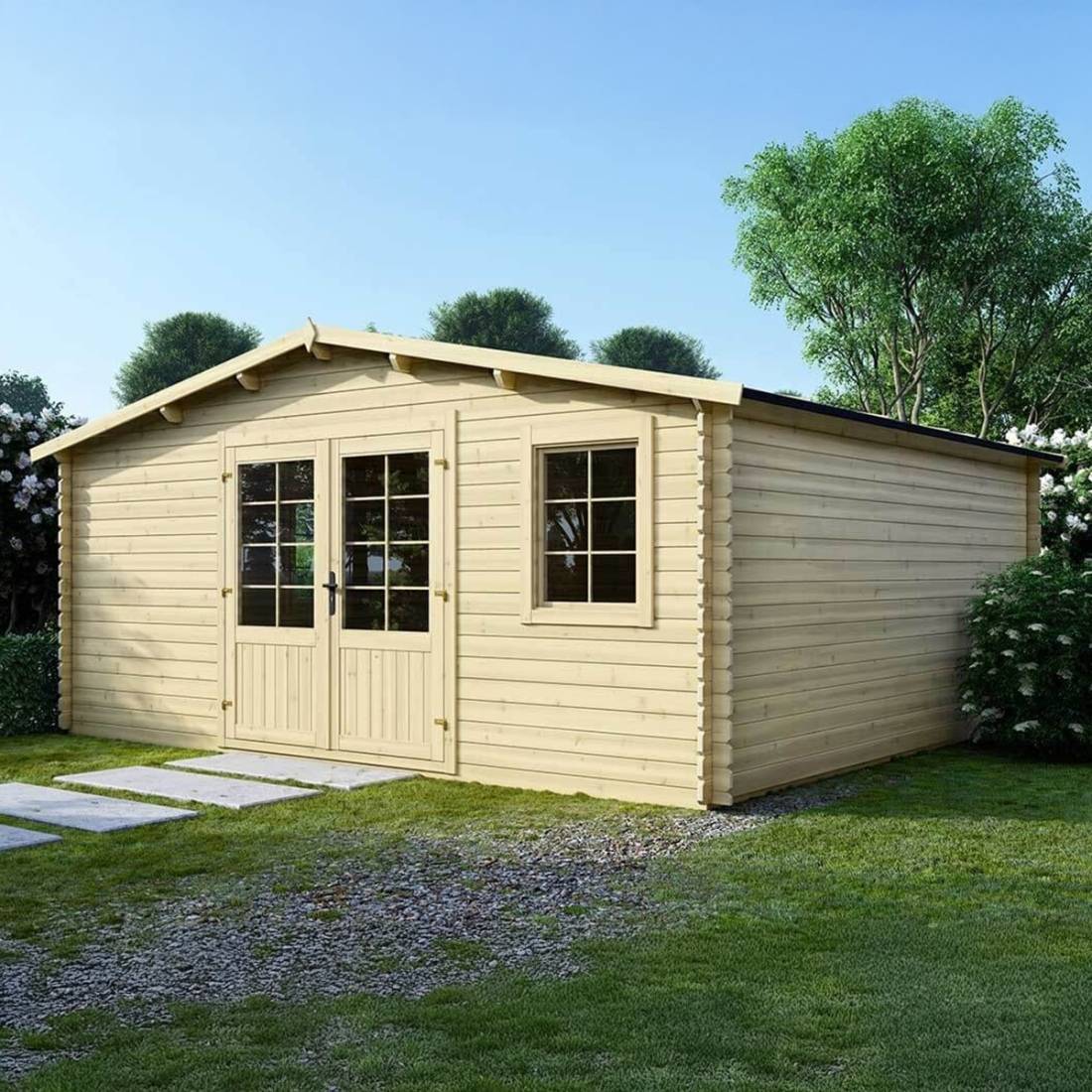 Altanka - Abri de jardin en bois - 25m2 - 5x5m - Ep. 28mm - Couleur: naturel - DOM591 - ALTANKA - Image 1