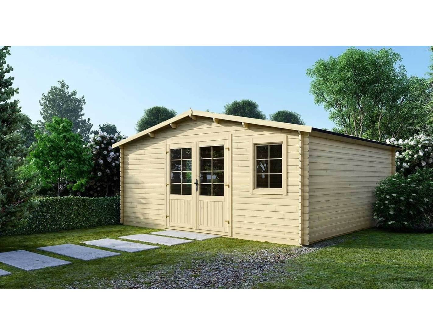 Altanka - Abri de jardin en bois - 25m2 - 5x5m - Ep. 28mm - Couleur: naturel - DOM591 - ALTANKA - Image 2