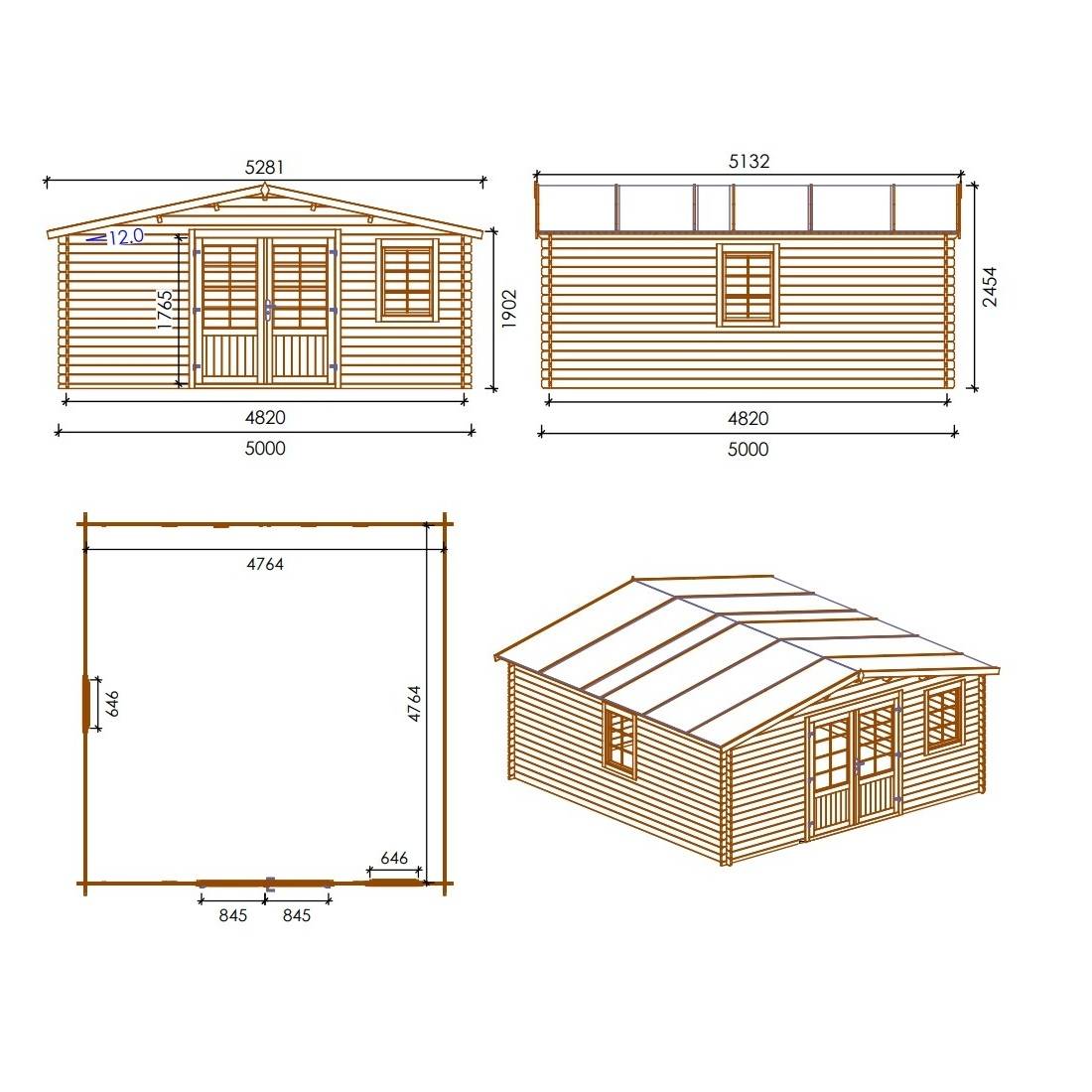 Altanka - Abri de jardin en bois - 25m2 - 5x5m - Ep. 28mm - Couleur: naturel - DOM591 - ALTANKA - Image 3