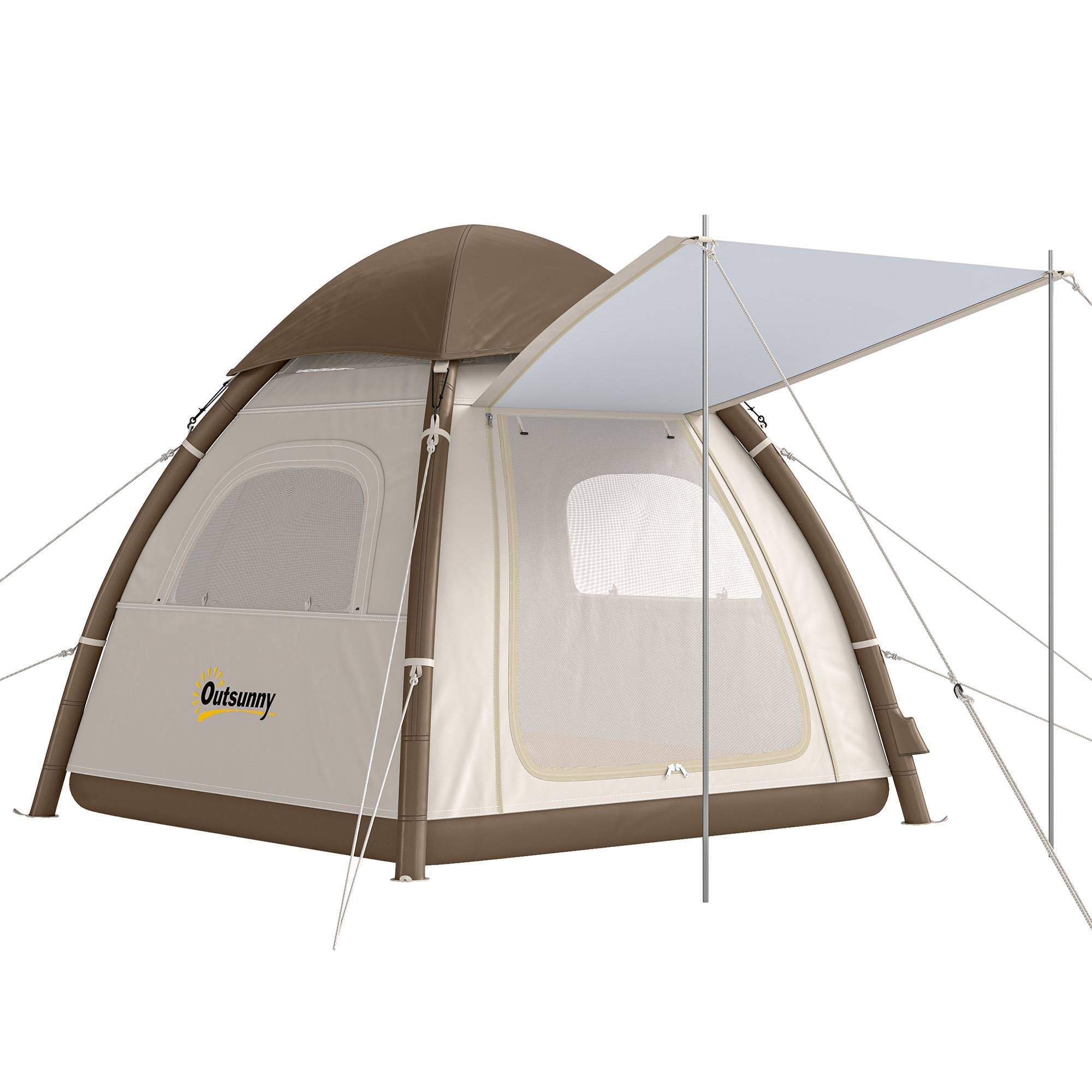 Tente gonflable moustiquaire, vestibule, pompe 3-4 personnes, UPF 30+, sac, montage rapide étanche - Image 1