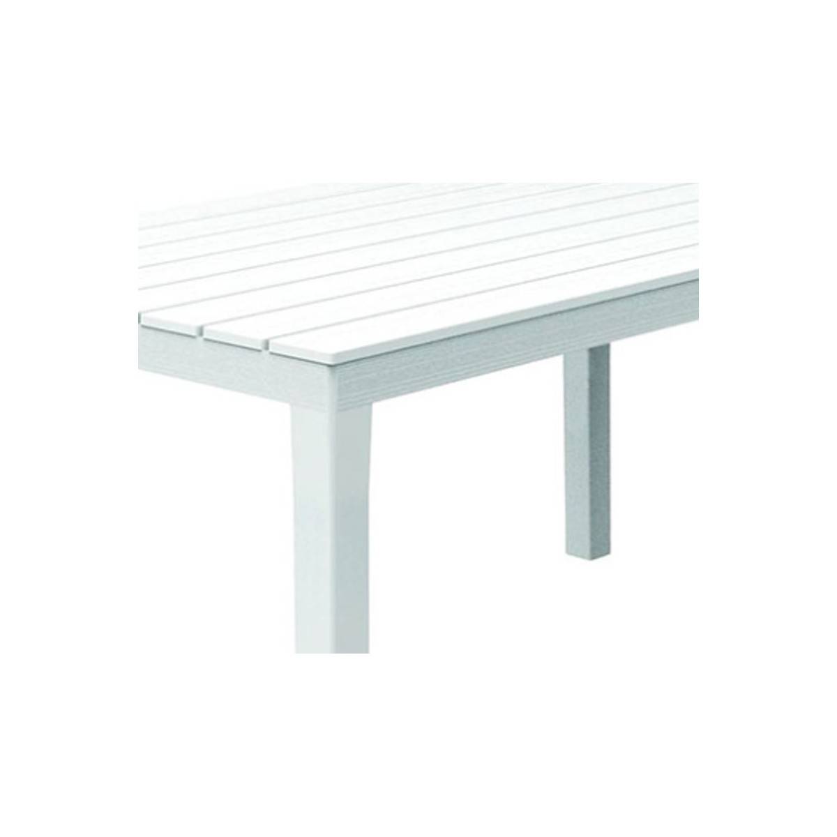 Table blanche 138x80xH72cm rectangle Résine Effet lattes Bois - Image 1