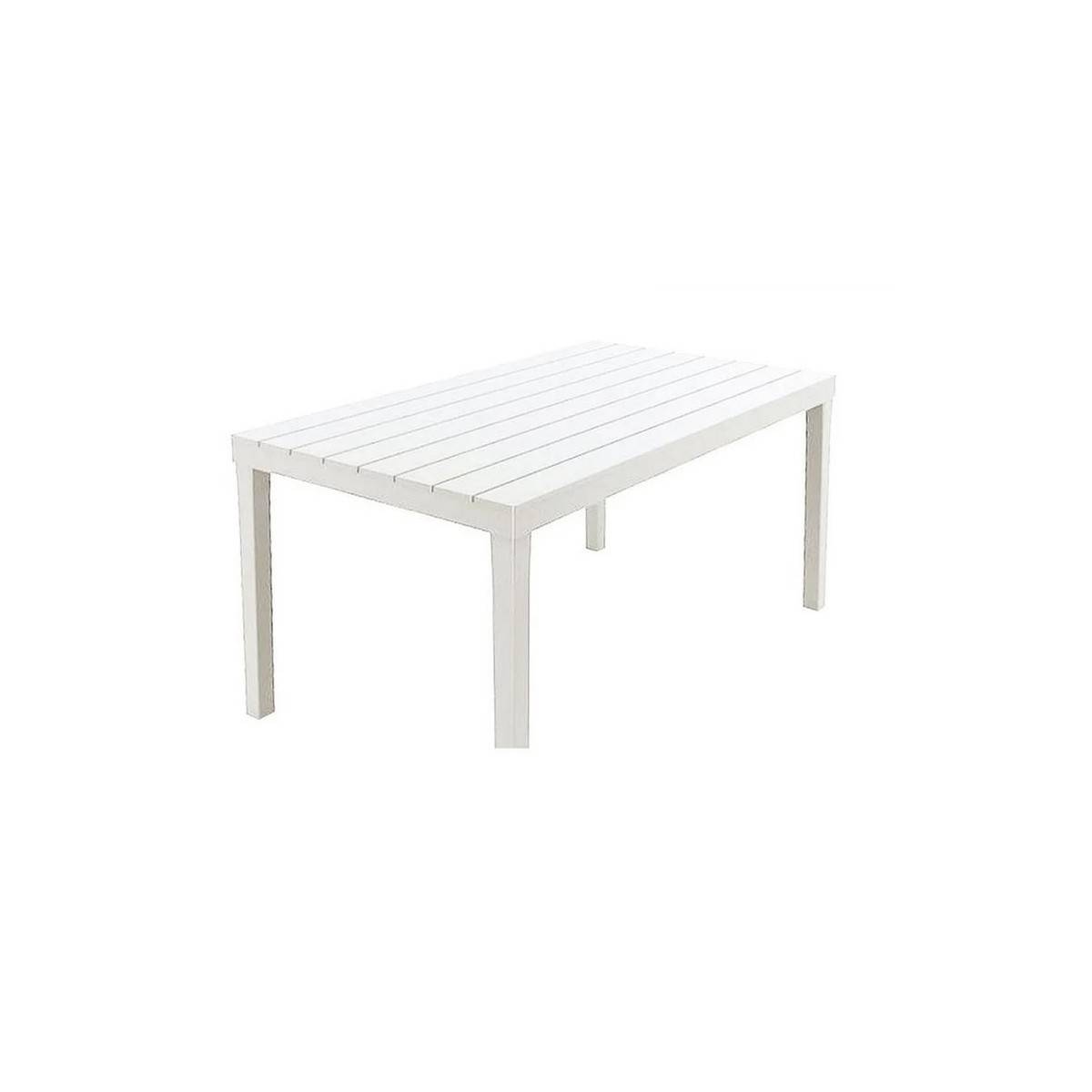 Table blanche 138x80xH72cm rectangle Résine Effet lattes Bois - Image 3