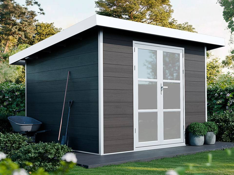 Abri de Jardin Composite ALMA - 9m2 Gris/blanc - Cabane de Jardin - Image 1