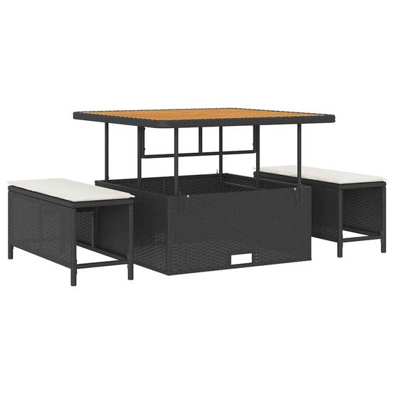 Ensemble de repas pour balcon 4 pcs en résine tressée table haute Noir – ComfortXL Outdoor Living - Image 2
