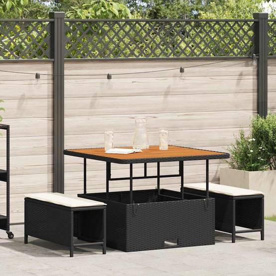 Ensemble de repas pour balcon 4 pcs en résine tressée table haute Noir – ComfortXL Outdoor Living - Image 1