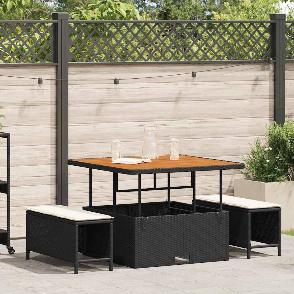 Ensemble de repas pour balcon 4 pcs en résine tressée table haute Noir – ComfortXL Outdoor Living - Image 1