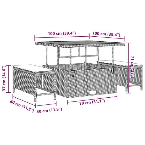 Ensemble de repas pour balcon 4 pcs en résine tressée table haute Noir – ComfortXL Outdoor Living - Image 4