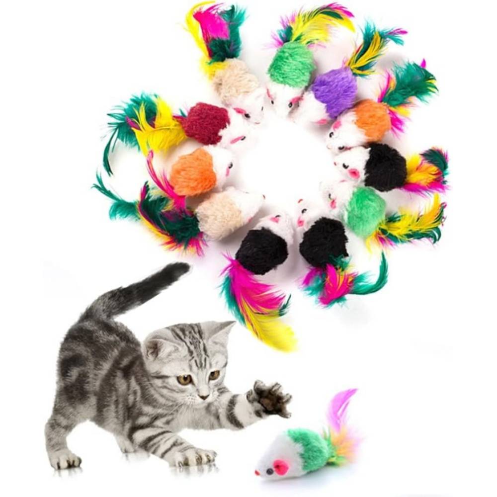 Lot de 10 peluches pour chat (couleurs aléatoires) - Image 1