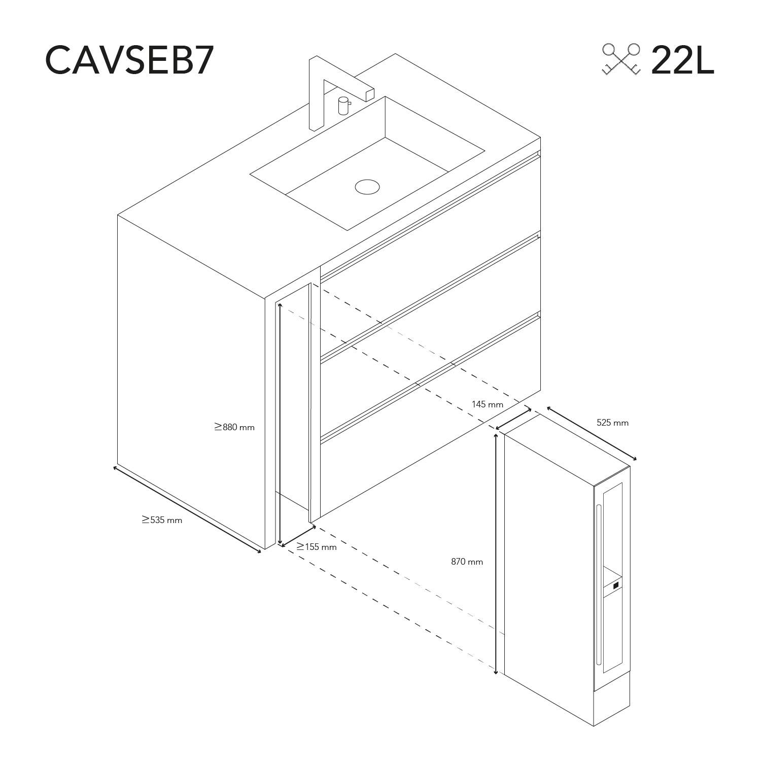 Cave de service 7 bouteilles encastrable CAVSEB7 - Les Petits Champs - Image 5