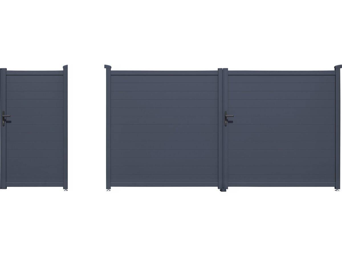 Pack Portail + Portillon "marc" - Gris -habitat Et Jardin - Image 1
