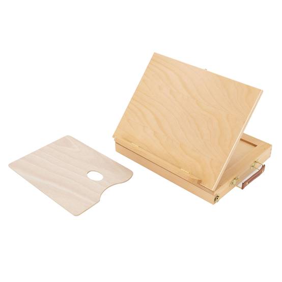 Chevalet de Table en Bois avec Tiroir et Palette, 33,5 x 26 cm, Compartiment de Rangement - Image 1