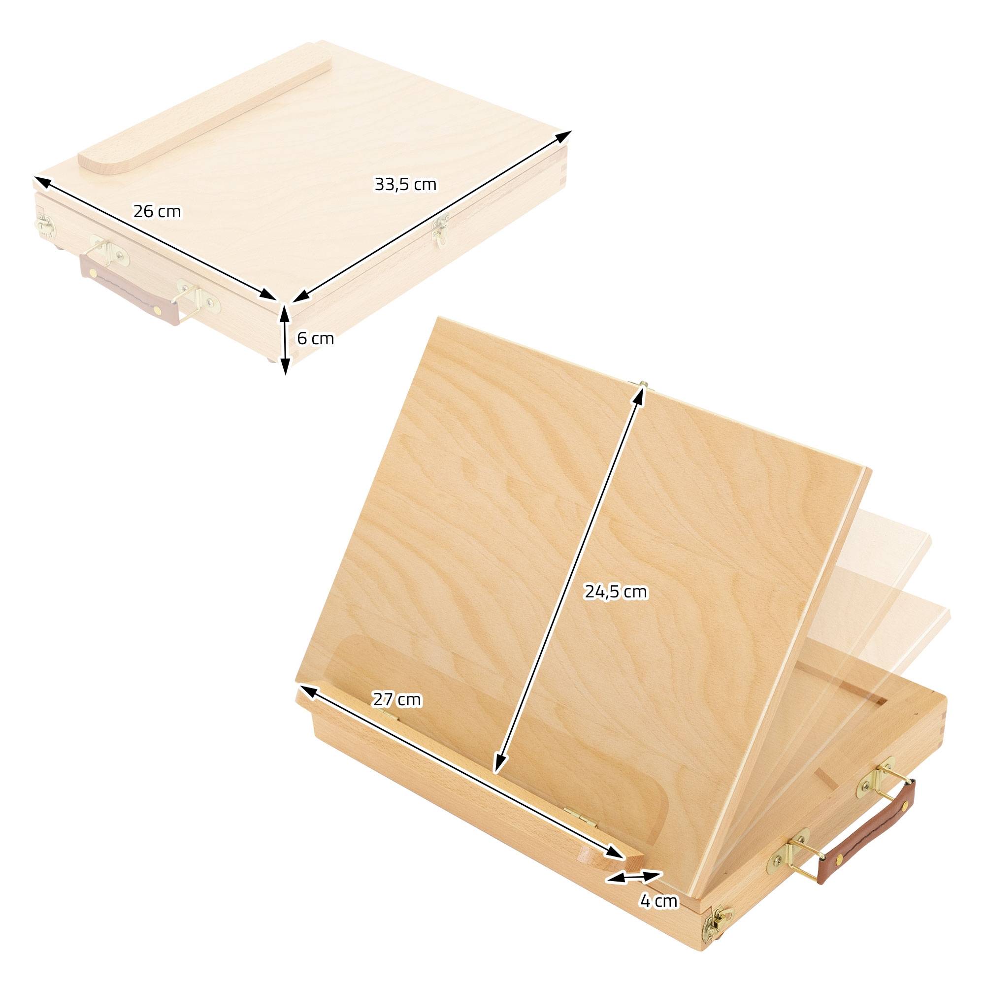 Chevalet de Table en Bois avec Tiroir et Palette, 33,5 x 26 cm, Compartiment de Rangement - Image 7