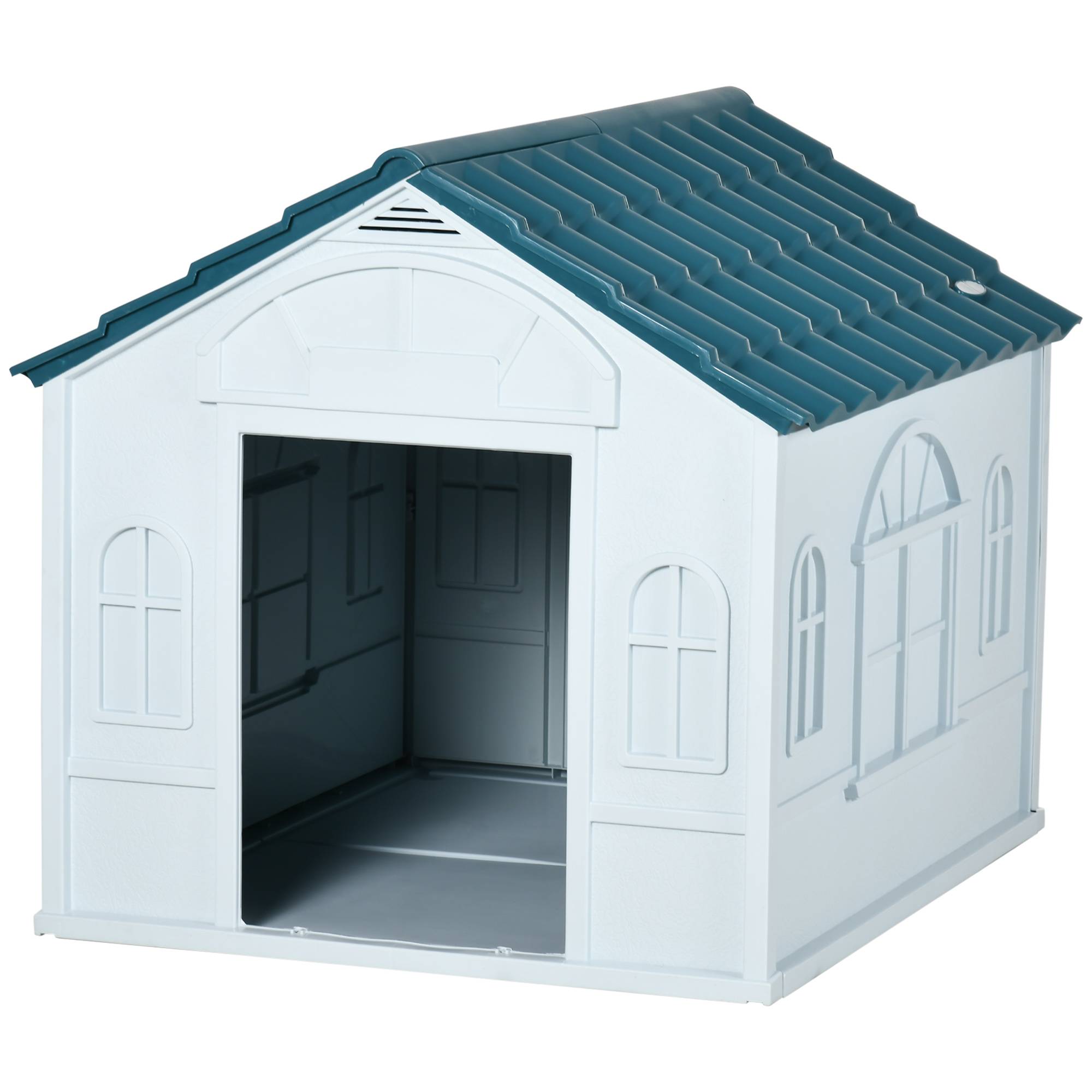 ComfortXL - Niche chien extérieur PP bleu 84,2 x 98,2 x 82 cm pour chiens moyens et grands toit incliné - ComfortXL Outdoor Living - Image 1