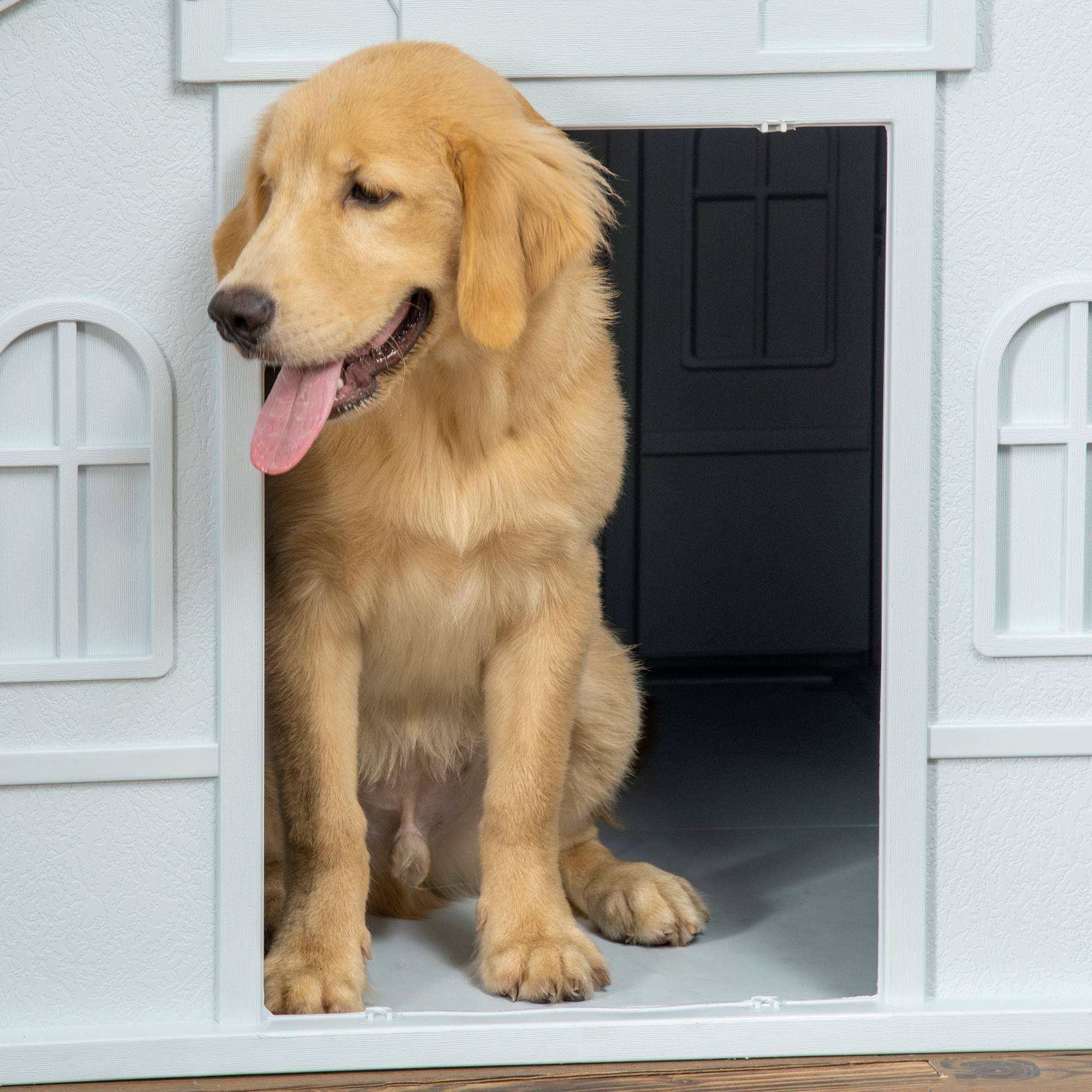 ComfortXL - Niche chien extérieur PP bleu 84,2 x 98,2 x 82 cm pour chiens moyens et grands toit incliné - ComfortXL Outdoor Living - Image 9