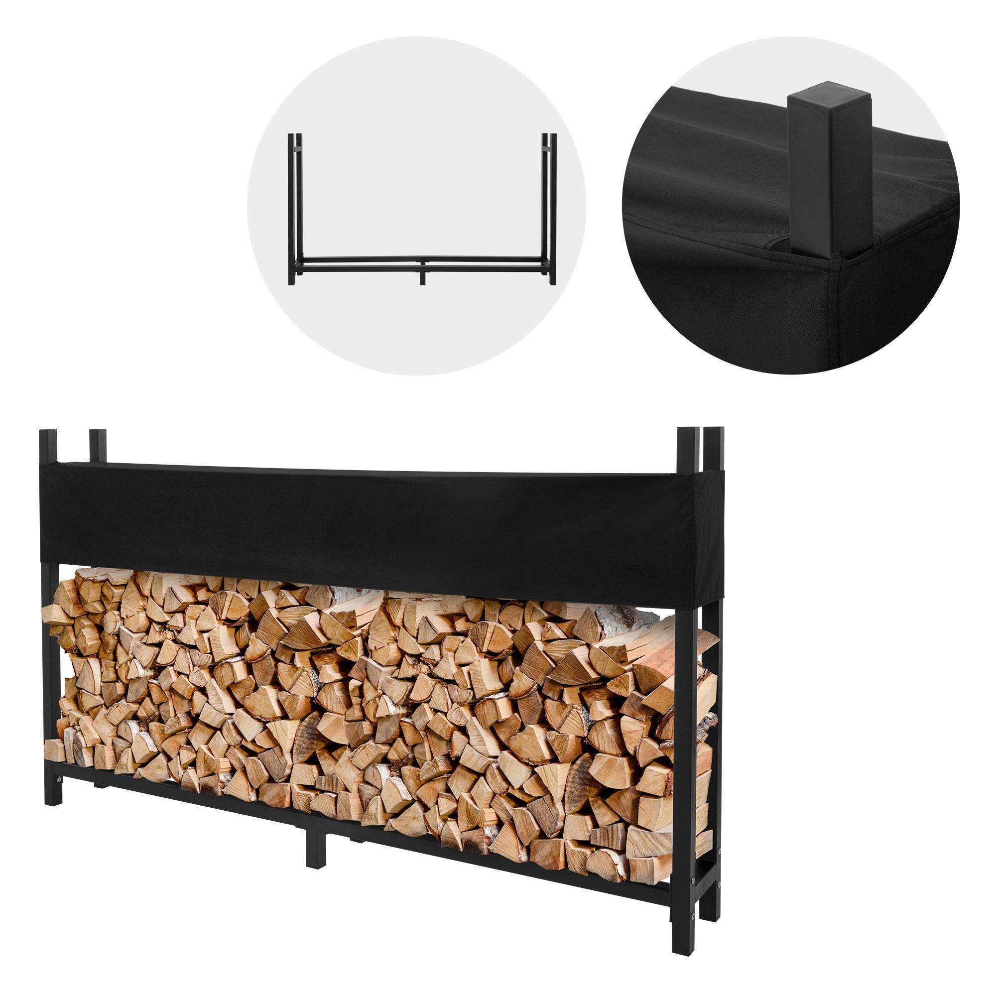 Ml-Design - Étagère pour bois de chauffage avec couvercle en acier anthracite 200x25x115 cm - Image 4