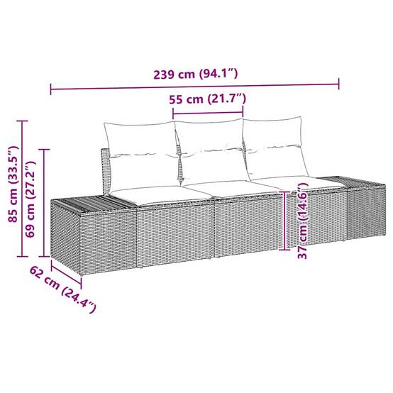 Canapé Modulable 3 pcs Polyrotin Beige et Bois Acacia Idéal pour Patios et Petites Terrasses – ComfortXL Outdoor Living - Image 8