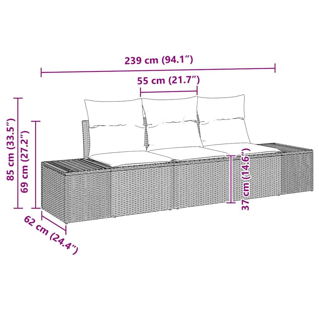 Canapé Modulable 3 pcs Polyrotin Beige et Bois Acacia Idéal pour Patios et Petites Terrasses – ComfortXL Outdoor Living - Image 8