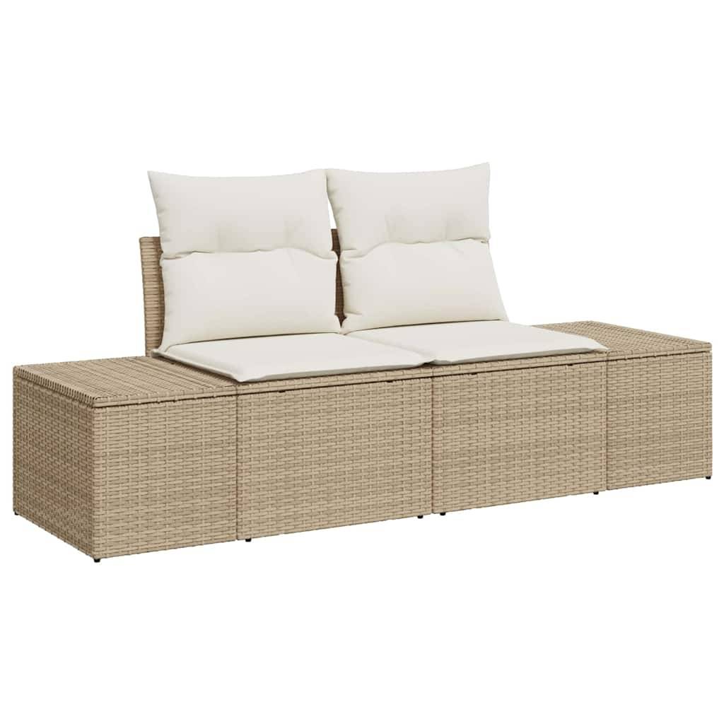 Canapé Modulable 3 pcs Polyrotin Beige et Bois Acacia Idéal pour Patios et Petites Terrasses – ComfortXL Outdoor Living - Image 4
