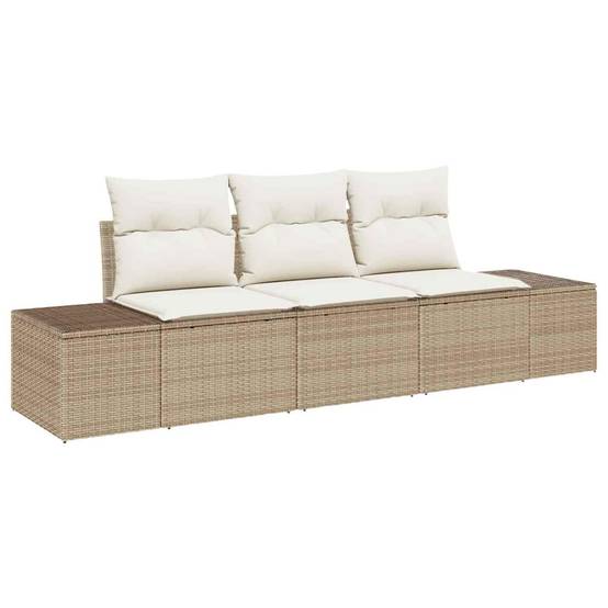 Canapé Modulable 3 pcs Polyrotin Beige et Bois Acacia Idéal pour Patios et Petites Terrasses – ComfortXL Outdoor Living - Image 2