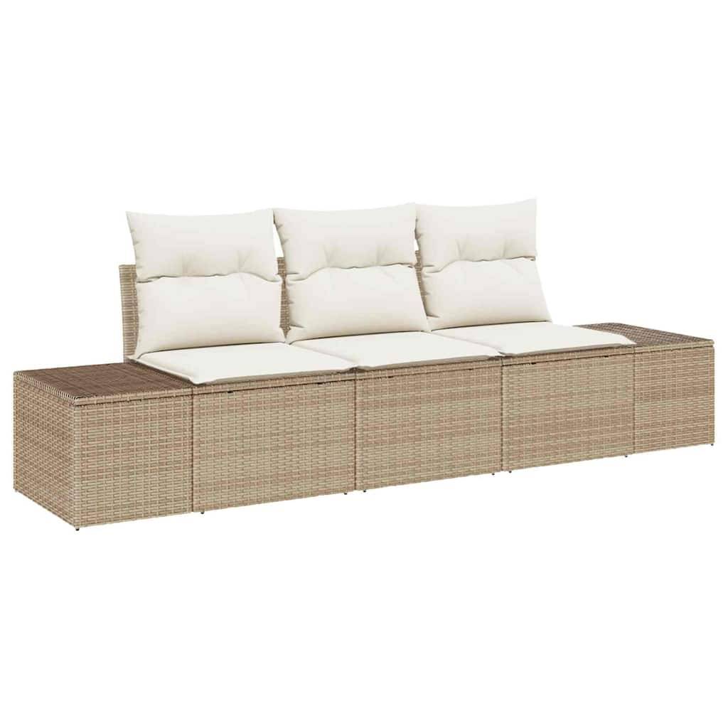 Canapé Modulable 3 pcs Polyrotin Beige et Bois Acacia Idéal pour Patios et Petites Terrasses – ComfortXL Outdoor Living - Image 2