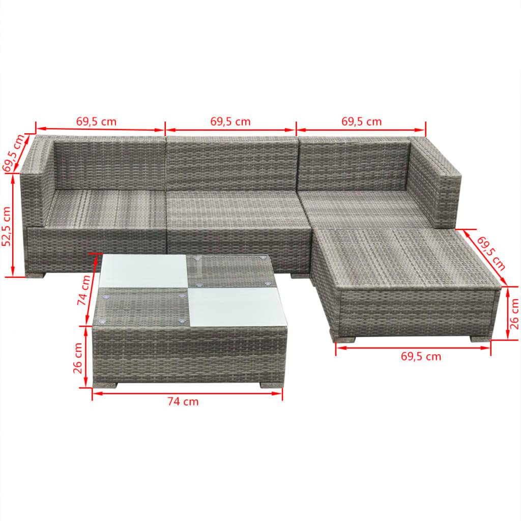 Vidaxl - Salon de jardin 5 pcs avec coussins résine tressée gris vidaXL 42735 - Image 3